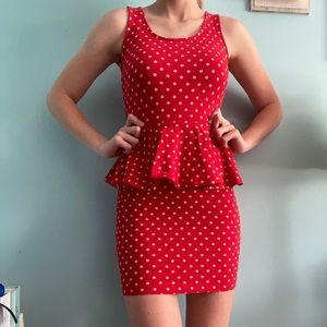 red polka dot dress